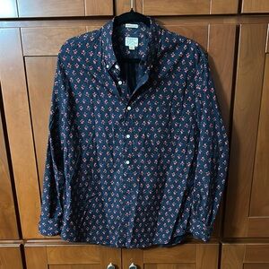 J. Crew Blue and Red Floral Button Down Shirt